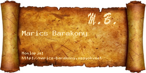 Marics Barakony névjegykártya